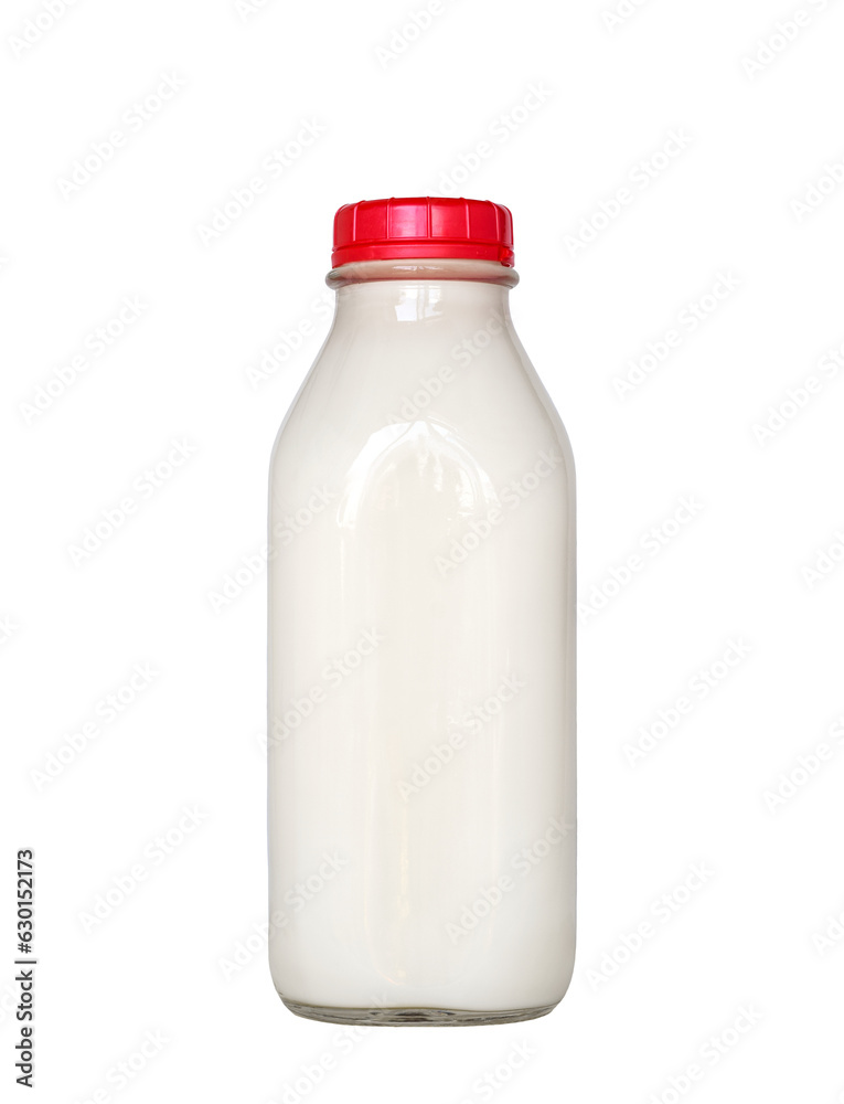 Full bottle of milk with red top isolated cutout on transparent Full bottle of milk with red top isolated cutout on transparent