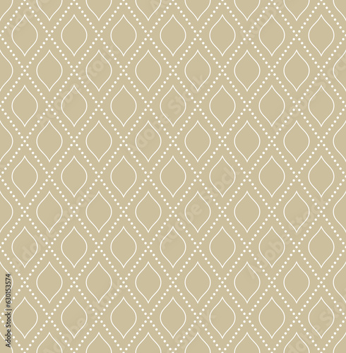 Geometric dotted pattern. Seamless abstract modern golden and white texture for wallpapers and backgrounds