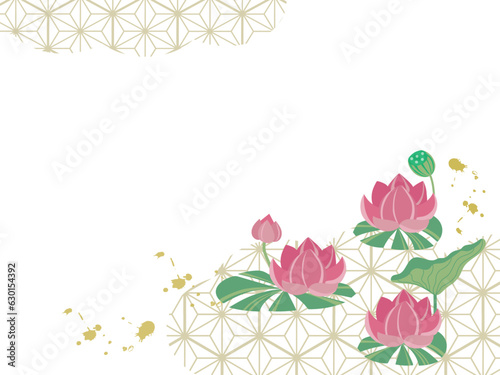 和柄のハスの花と葉の葬式用背景