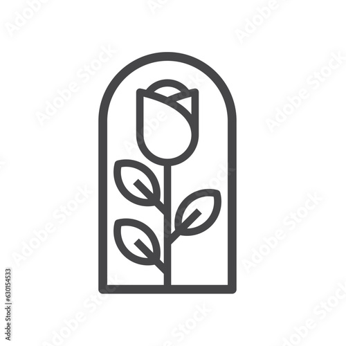 rose logo icon line art black and white design