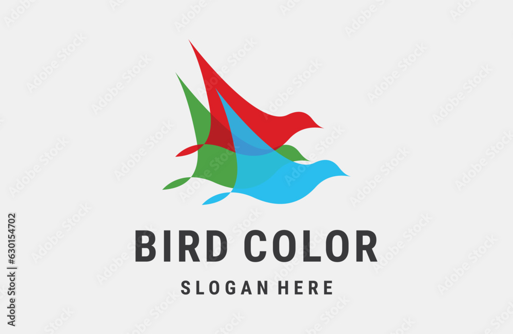 Simple bird logo ,simple and color bird logo