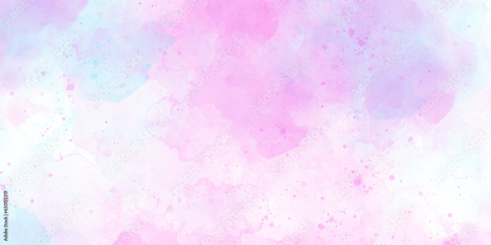 Abstract watercolor background with watercolor splatter splashes. pink and white sky and cloudy colorfull background.