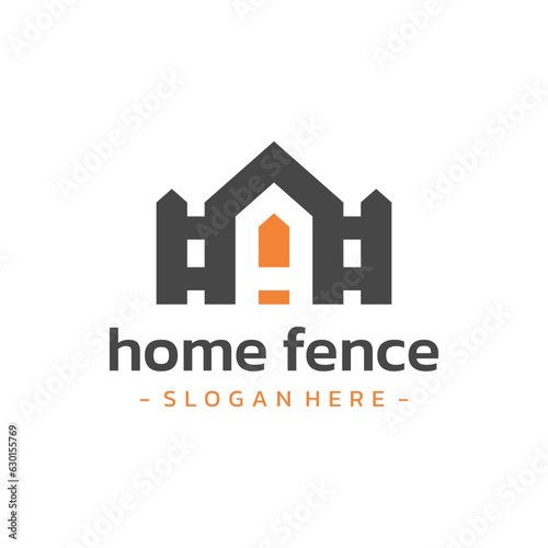 Letter A house fence logo design vector.
