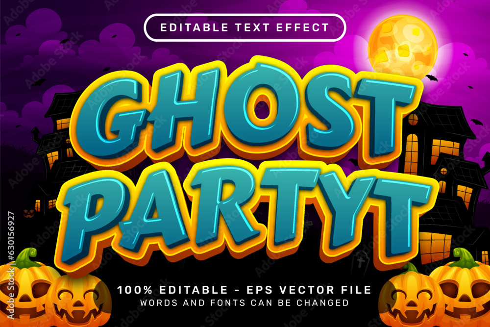 ghost party text effect and editable text effect with halloween background