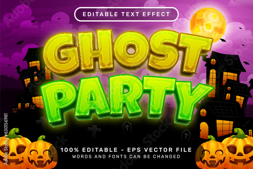 ghost party text effect and editable text effect with halloween background