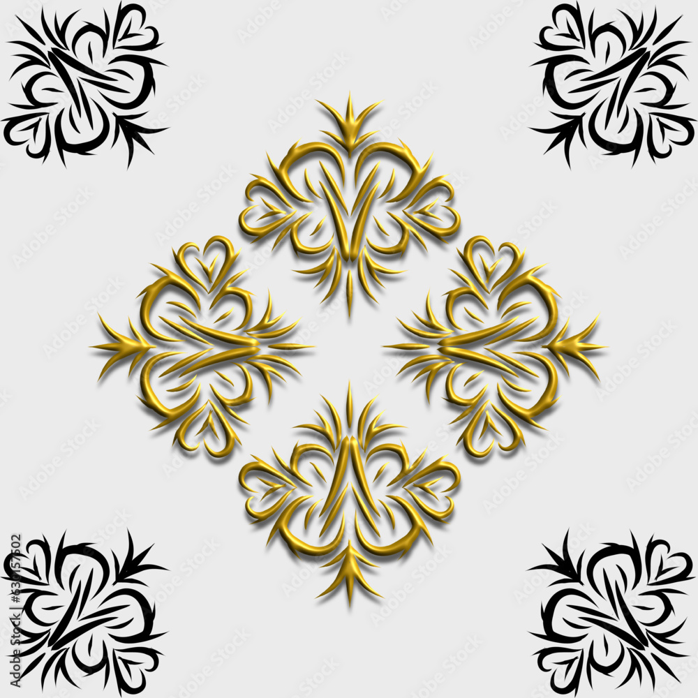 Vintage vector ornaments can be used for frames or great for backgrounds with floral patterns, modern floral grass is great in gold or other colors and applied in 3D.