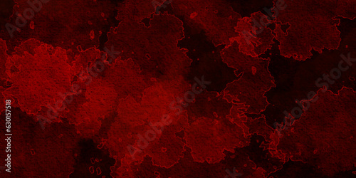Red wall grunge texture hand painted watercolor horror texture background. red concrete dirty backdrop interior vintage and black watercolor background abstract texture with color splash design.