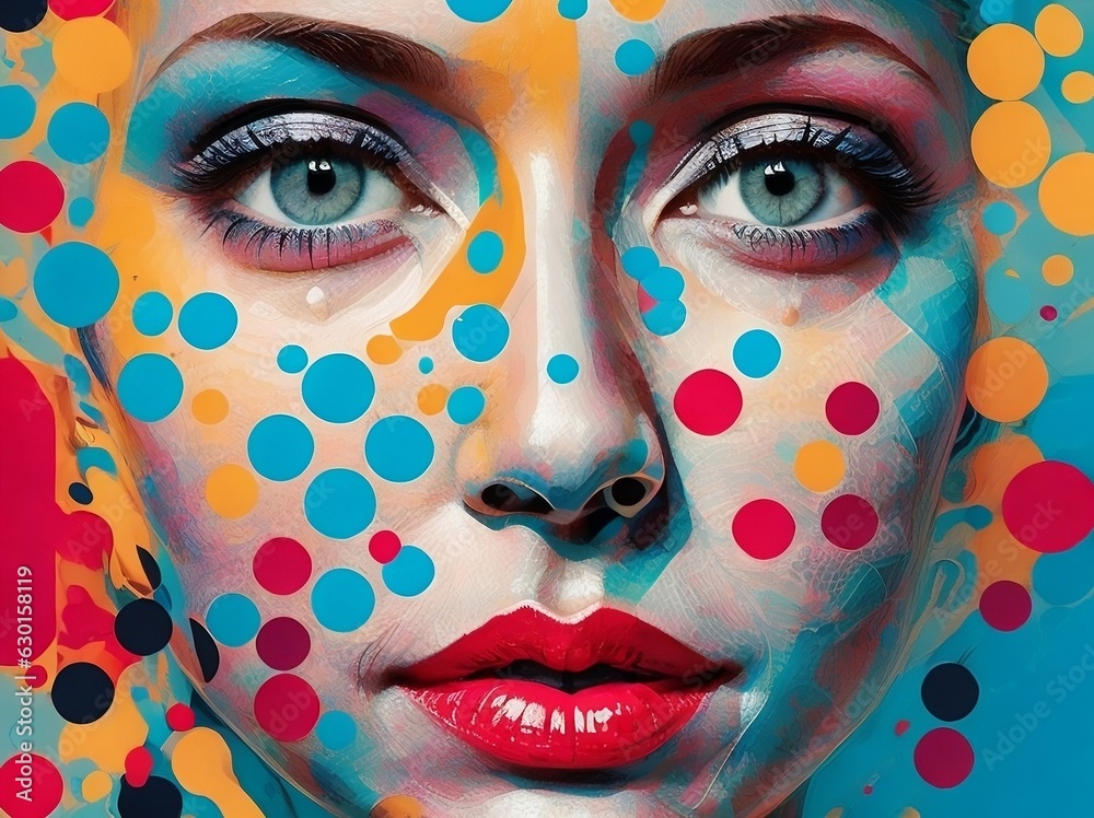 close-up portrait of a woman's face, Generative AI. 