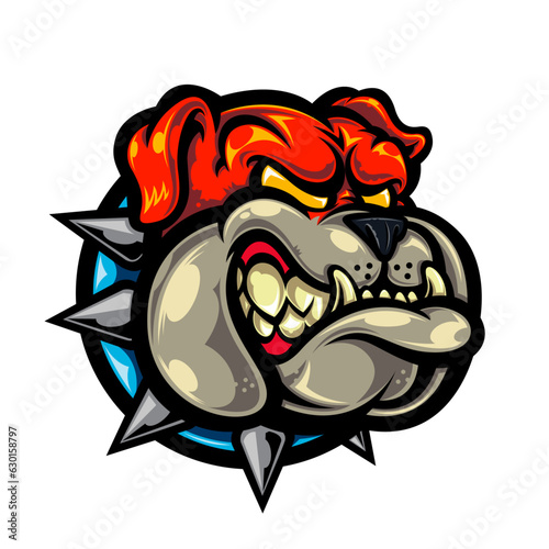 Head English bulldog mascot 