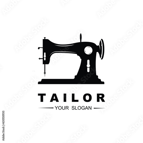 Tailor vector logo design. Sewing old machine icon