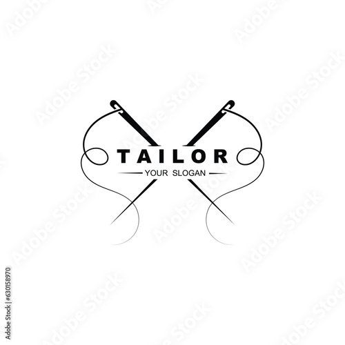 Tailor vector logo design. Sewing old machine icon