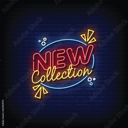 Neon Sign new collection with brick wall background vector