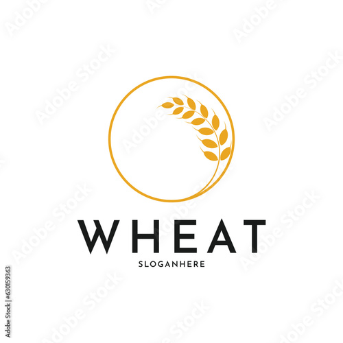 Circle wheat agriculture logo design creative idea