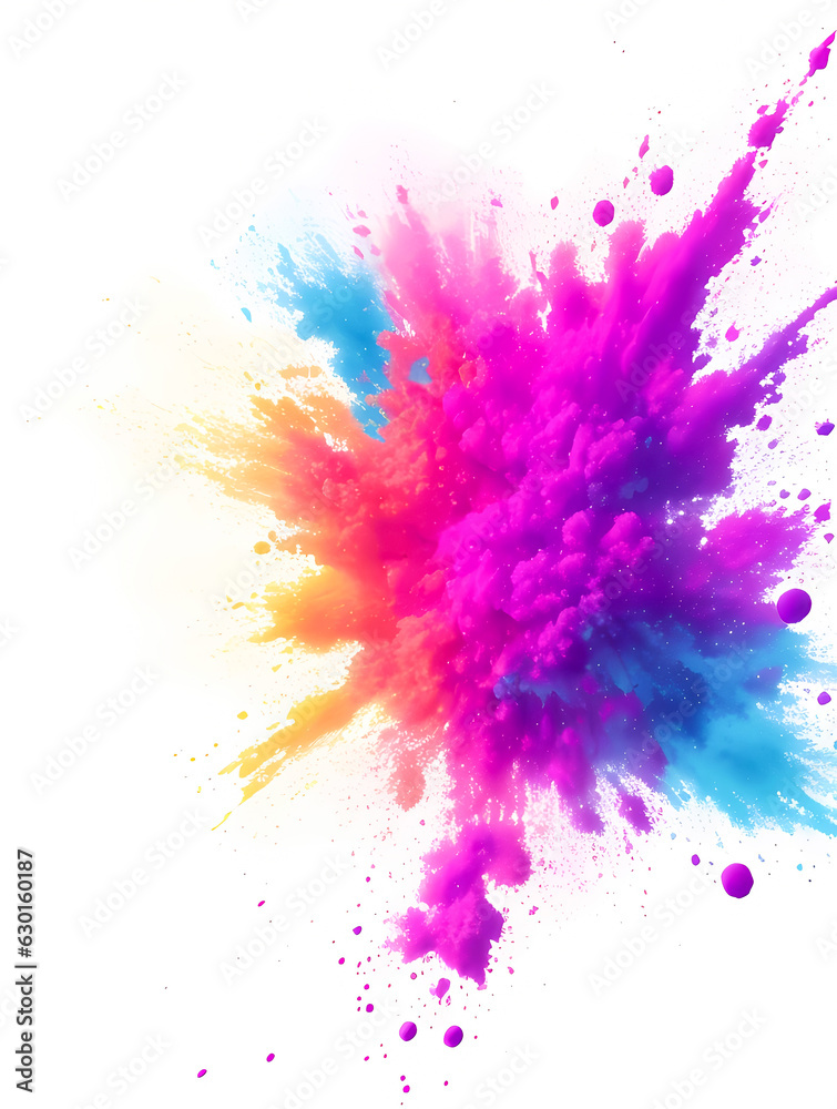 Explosion of colored powder on white background, Generative AI