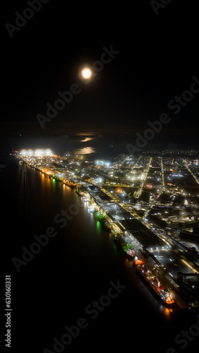 APPA port range in night operation, Port of Paranaguá, Paranaguá, Paraná, Brazil.