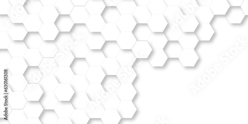 Seamaless Abstract background with hexagons. 3d Hexagonal structure futuristic white background and Embossed Hexagon , honeycomb white Background ,light and shadow ,Vector. © MdLothfor