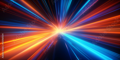 Abstract colorful background with neon rays of light created with AI 