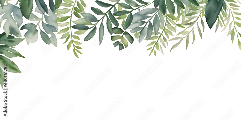 green leaves frame Watercolor greenery leaves green leaves frame Watercolor greenery leaves