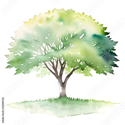 tree with leaves Watercolor greenery leaves