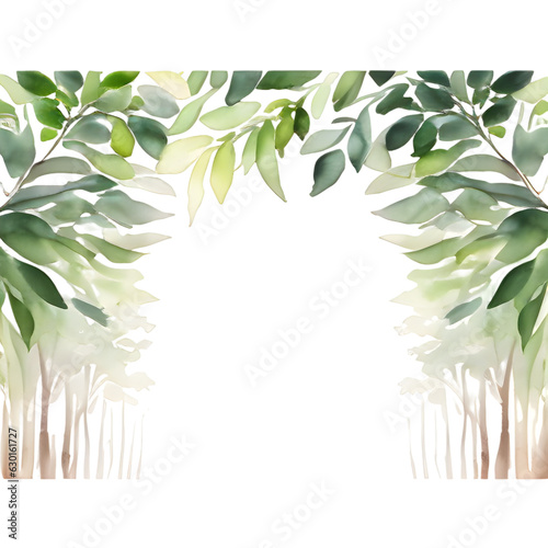 green leaves background with trees border