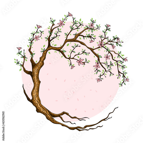 Four seasons - spring. Circle Tree