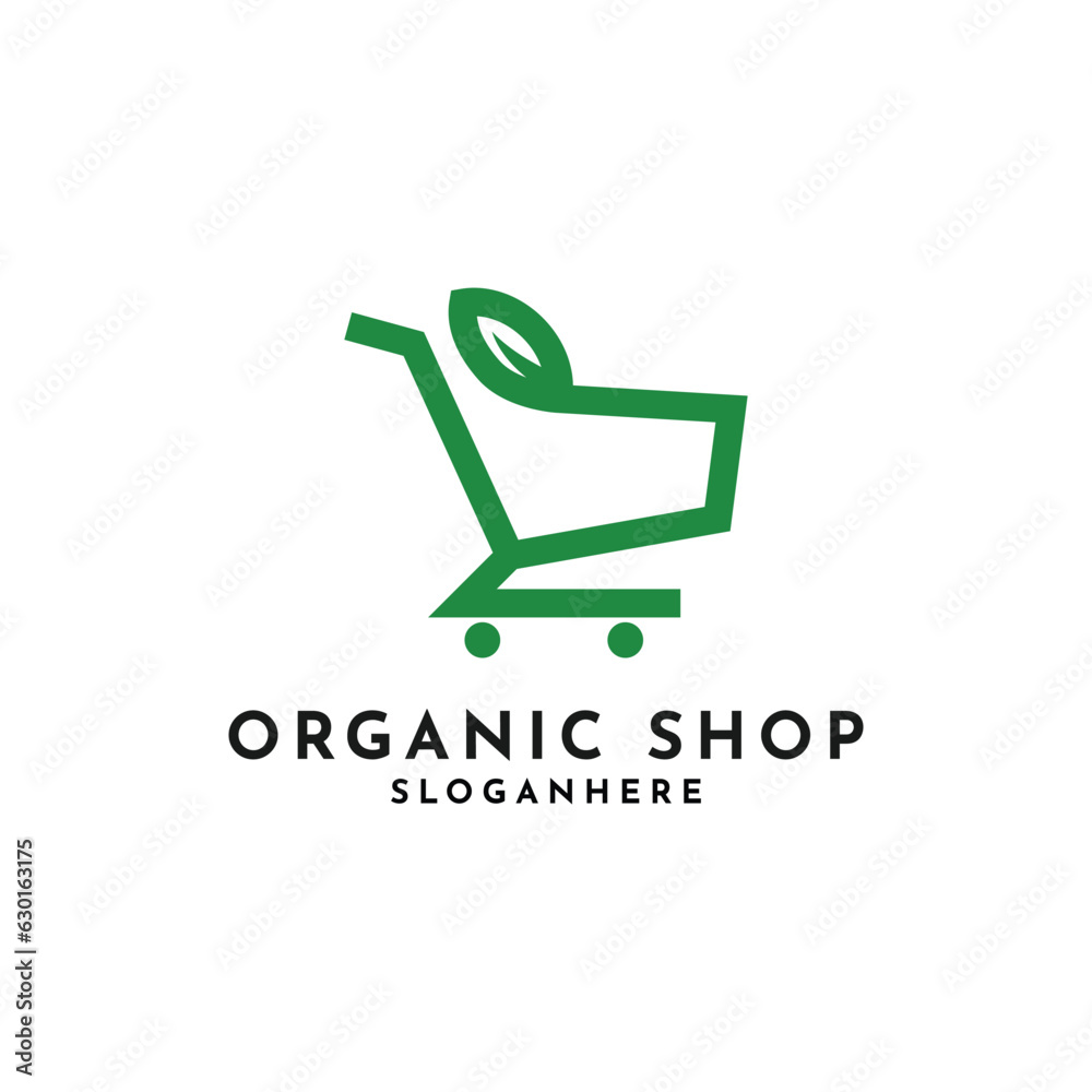 Organic shopping cart logo design creative idea Organic shopping cart logo design creative idea