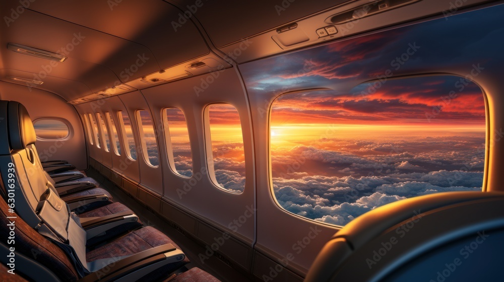 beautiful sunset sky above the Plane flying view from inside the plane of the journey. beautiful sunset sky above the Plane flying view from inside the plane of the journey.
