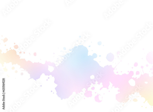 水彩絵の具のようなパステルカラーのインクが飛び散るイラスト
