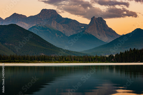 Calm Gap Lake at sunset in Alberta, Canada. photo