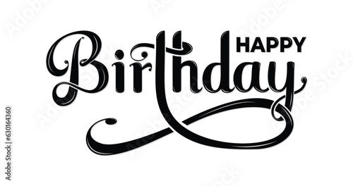 Happy Birthday. Text lettering handwritten modern calligraphy in black color. Great for banners, cards, and stickers vector illustration.