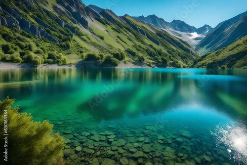 beautiful lake in the mountains generated by AI tool