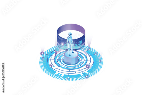 Artificial intelligence with virtual cables  Isometric Concept