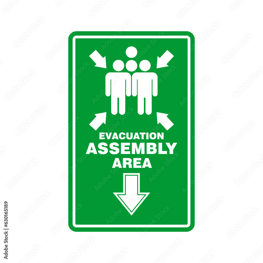 Evacuation Assembly Point, sign and sticker vector Evacuation Assembly Point, sign and sticker vector