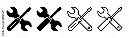 Repair tools icon set illustration. tool sign and symbol. setting icon. Wrench and screwdriver. Service