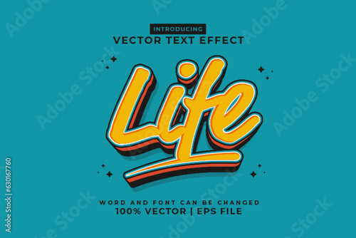 Editable text effect Life 3d cartoon style premium vector