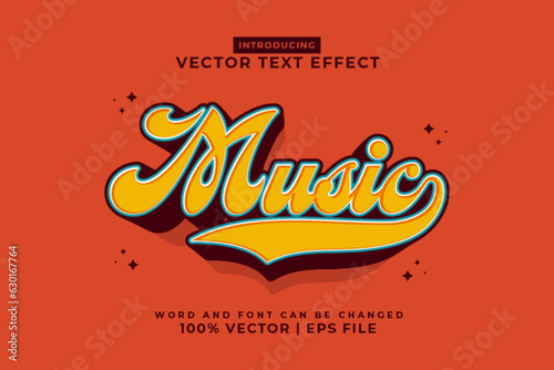 Editable text effect Music 3d cartoon style premium vector