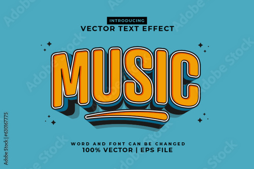 Editable text effect Music 3d cartoon style premium vector