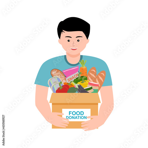Man have sharing everyone by food donation.
