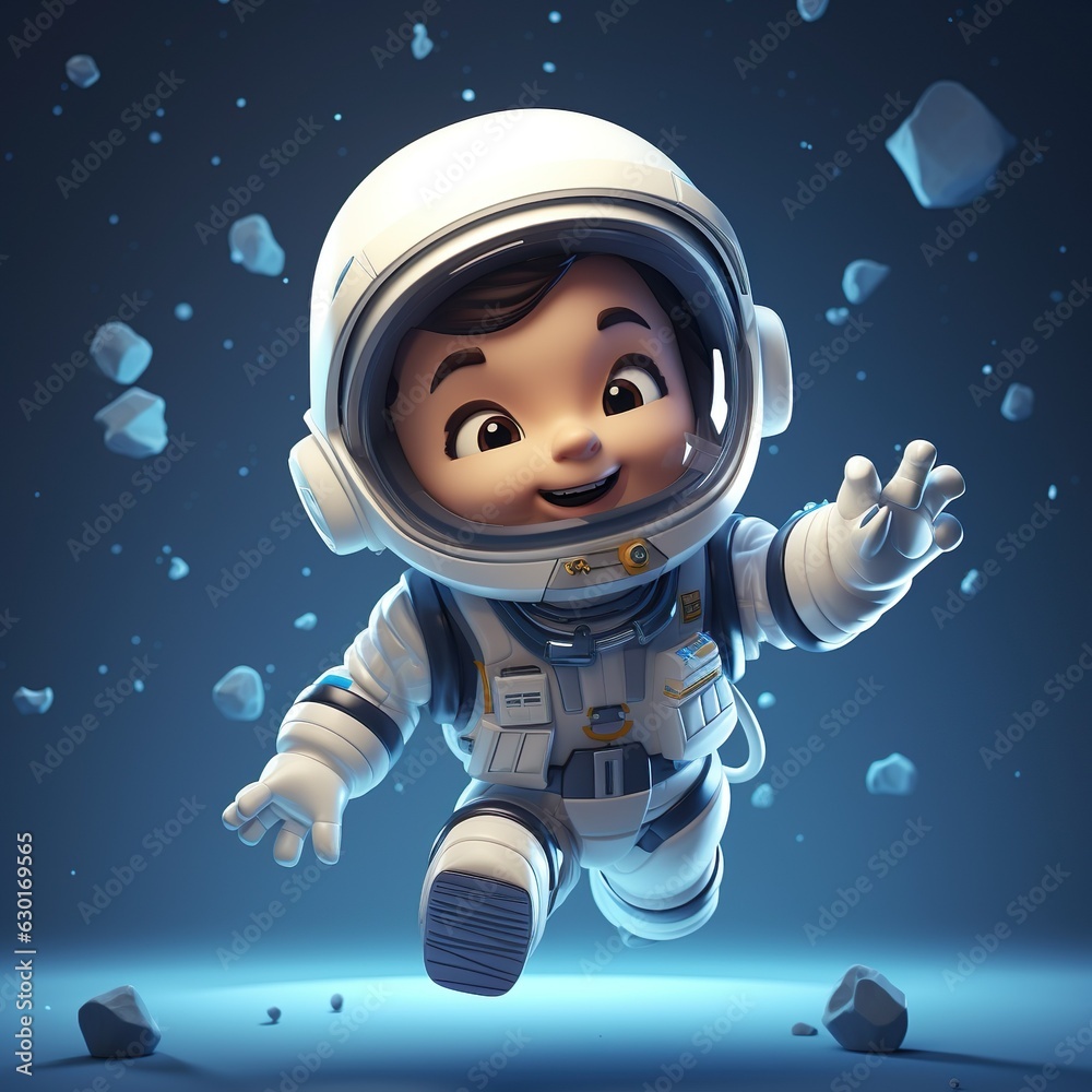 cute happy adorable astronaut 3d character in space generative ai cute happy adorable astronaut 3d character in space generative ai