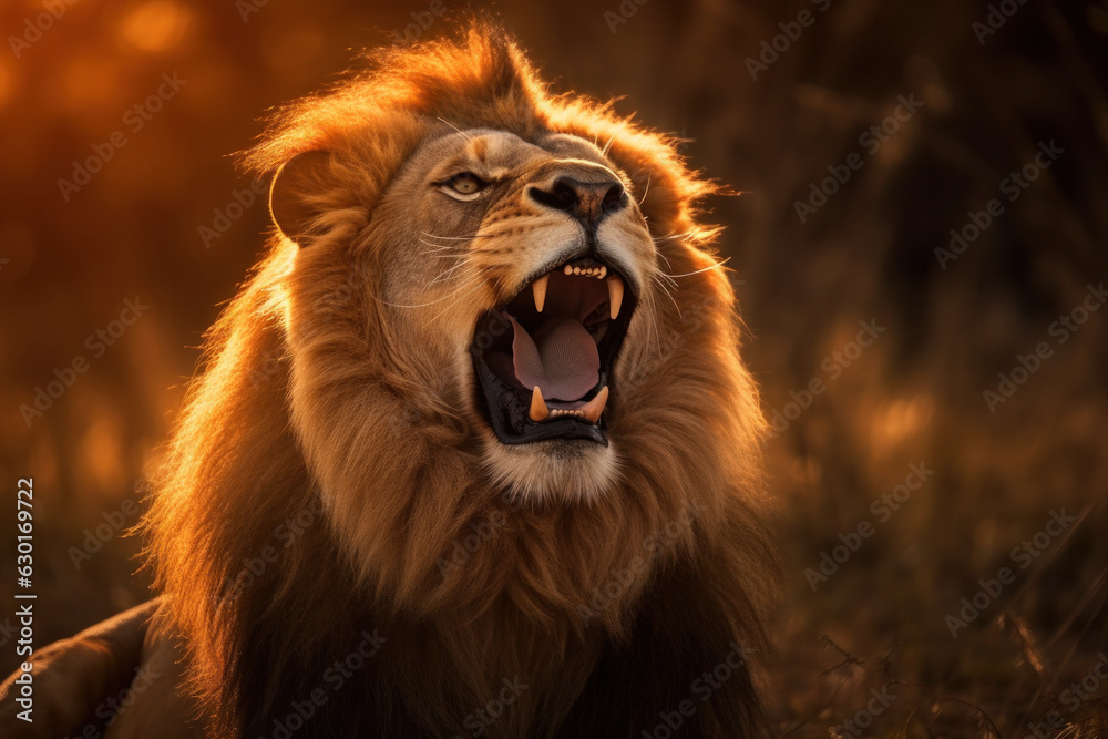 Fototapeta premium Lion, Wildlife Photography, Generative AI