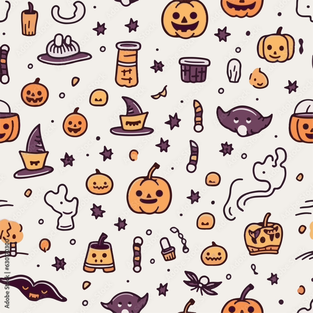 Halloween hand drawn seamless pattern Halloween hand drawn seamless pattern