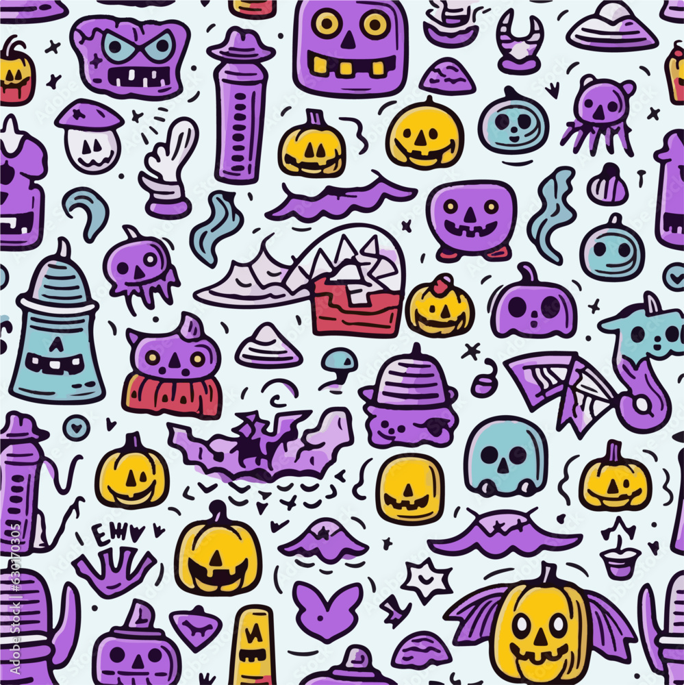 Halloween hand drawn seamless pattern Halloween hand drawn seamless pattern