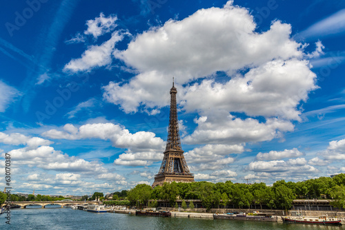 Eiffel tower and Seine river in Paris, France
