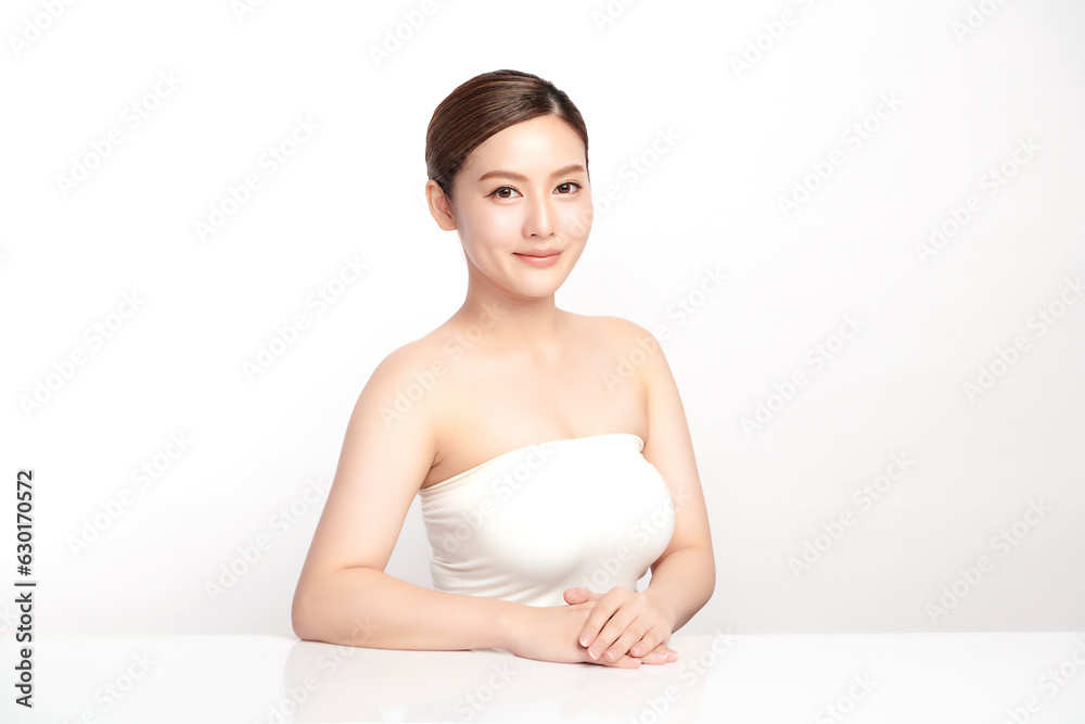 Beautiful young asian woman with clean fresh skin on white background, Face care, Facial treatment, Cosmetology, beauty and spa, Asian women portrait. Beautiful young asian woman with clean fresh skin on white background, Face care, Facial treatment, Cosmetology, beauty and spa, Asian women portrait.