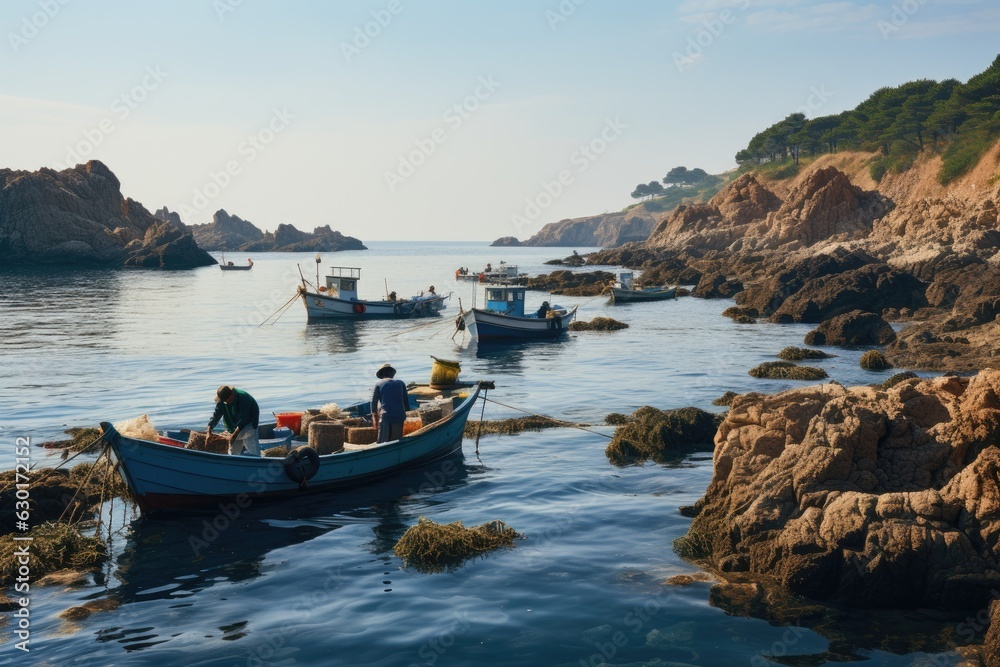 fishing boats on the sea