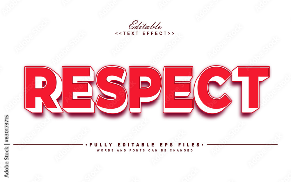 editable red respect text effect.typhography logo