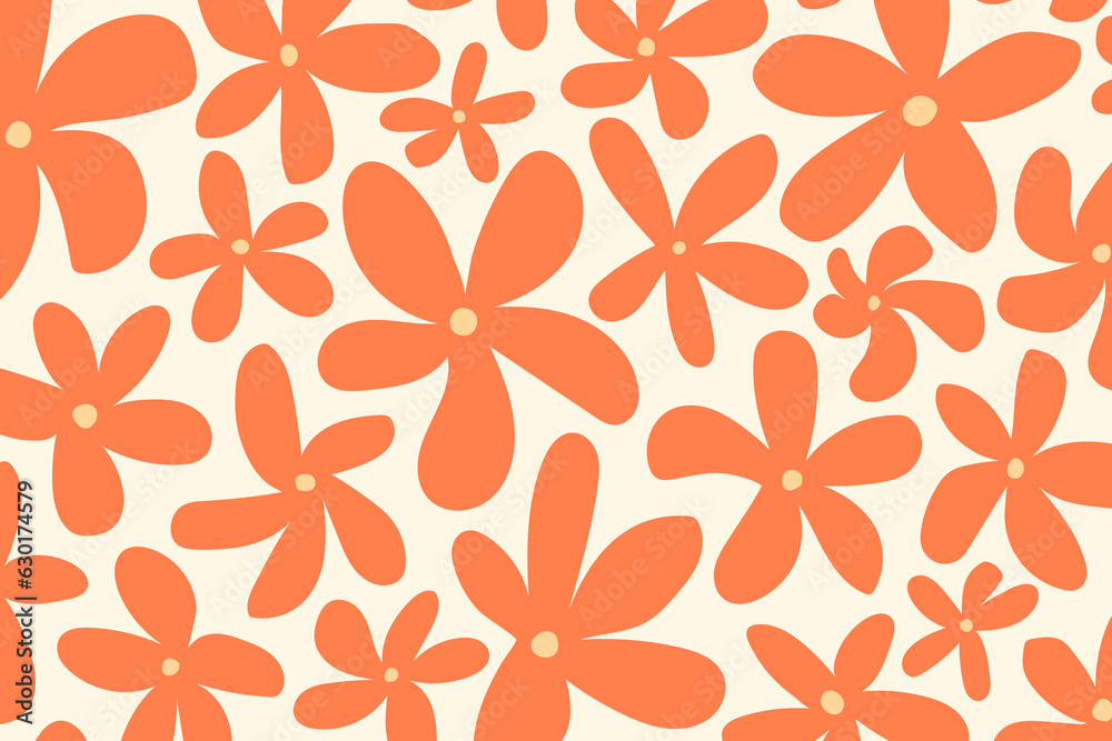Trendy floral seamless pattern. Hand drawn 70s style floral background illustration in pastel colors. Trendy floral seamless pattern. Hand drawn 70s style floral background illustration in pastel colors.