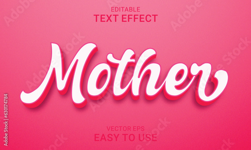 Mother Editable 3D Text Effect Style Pink