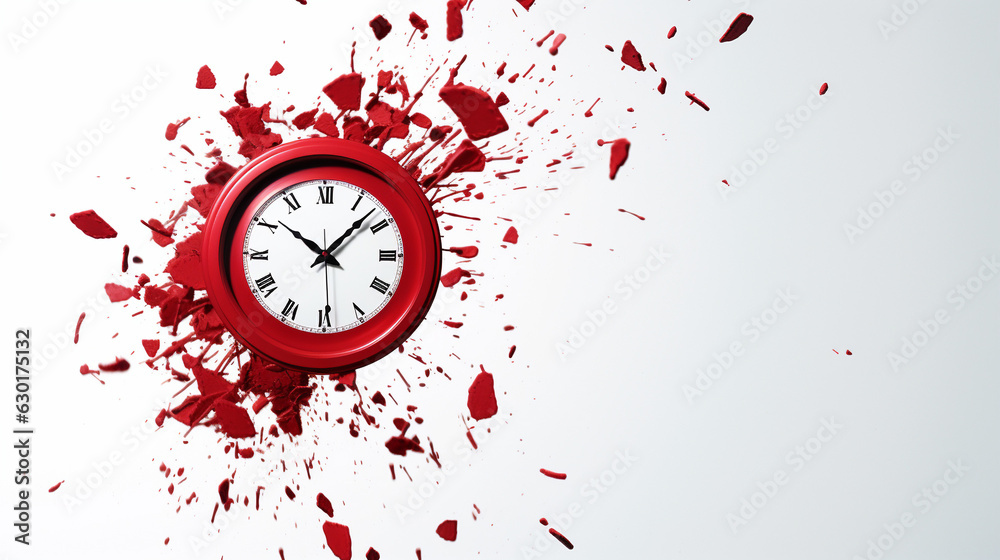 Red table clock with mechanism isolated on white background, AI ...