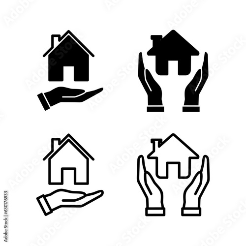 Home insurance icon vector. home shield protect logo